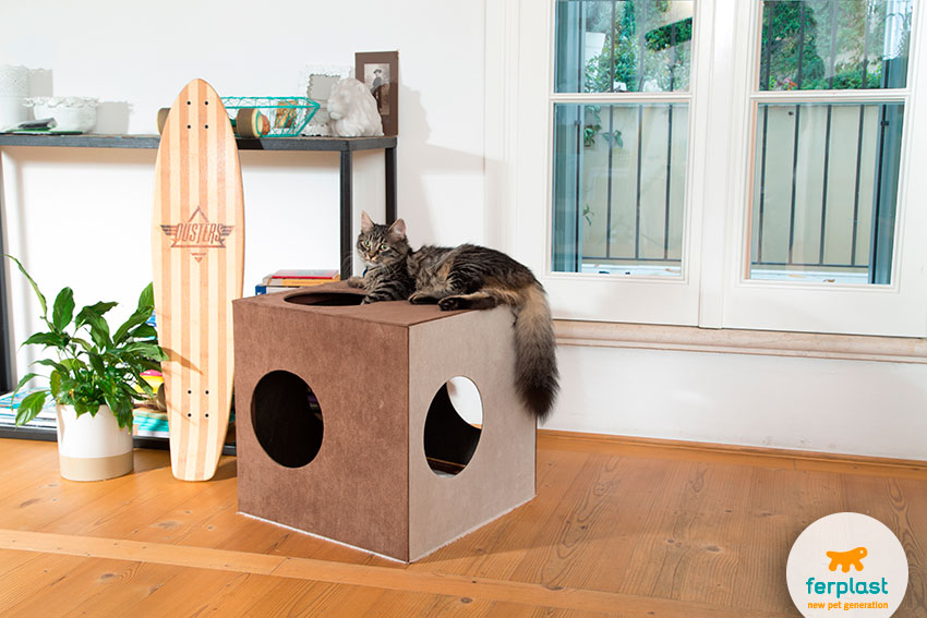 Домик для кошек. Деревянная конструкция с обивкой из водооталкивающей ткани