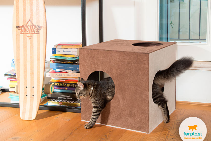 Домик для кошек. Деревянная конструкция с обивкой из водооталкивающей ткани