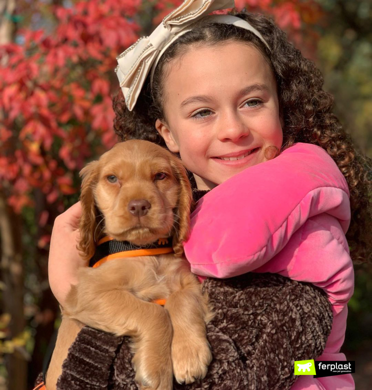 Dog with curly girl