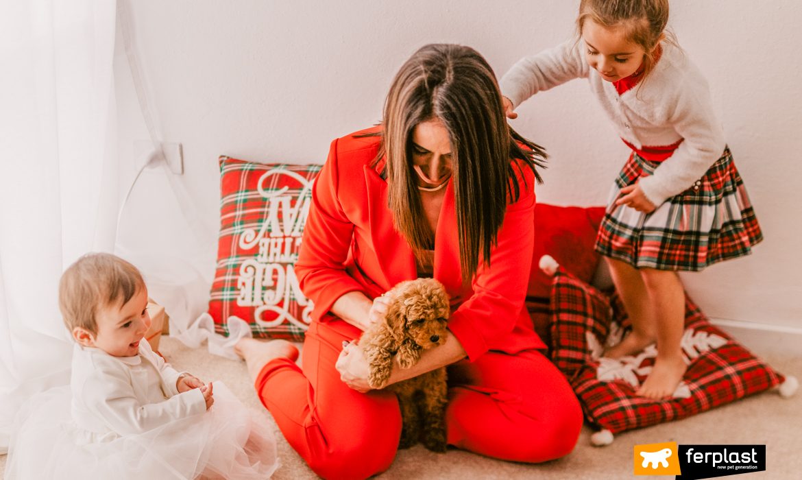 Family with puppy dog